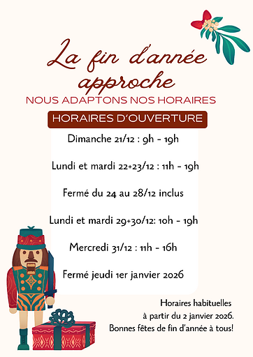 Horaires de fin d'année